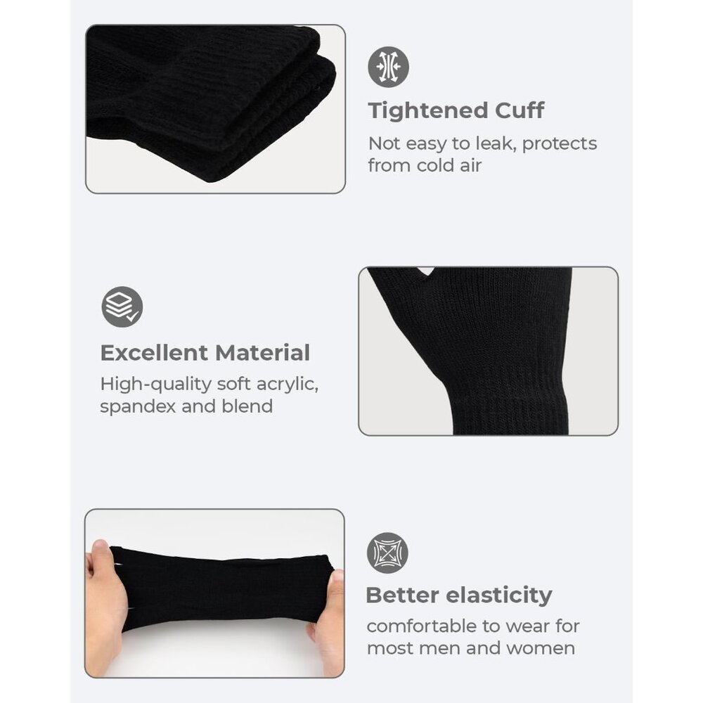 12 Pairs Winter Magic Gloves For Adult Men Women Warm Stretchy Knit Black Gloves View 3